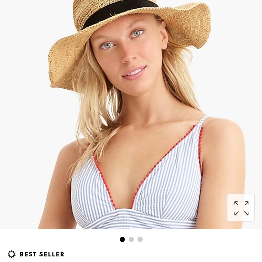 Wide brim packable straw hat JCrew